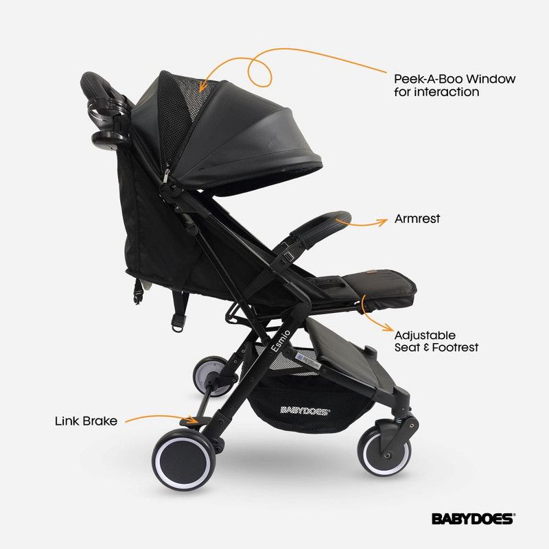 Babydoes - Esmio Travel Lite Baby Stroller & Storage Bag Set - Black