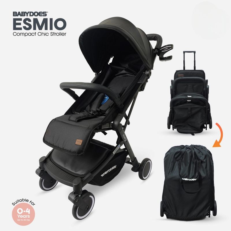 Babydoes - Esmio Travel Lite Baby Stroller & Storage Bag Set - Black