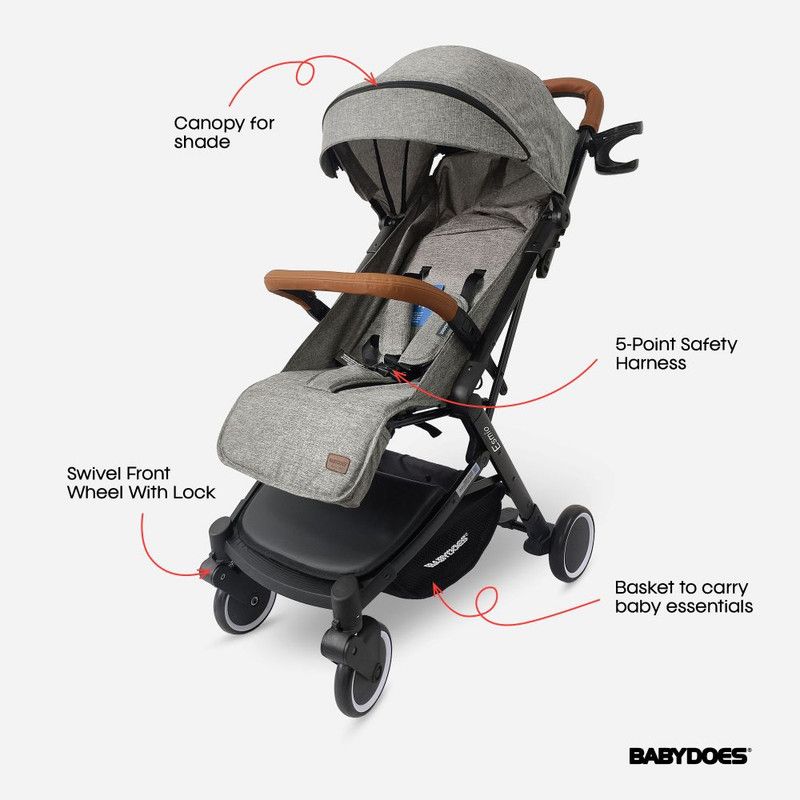 Babydoes - Esmio Travel Lite Baby Stroller & Storage Bag Set - Grey