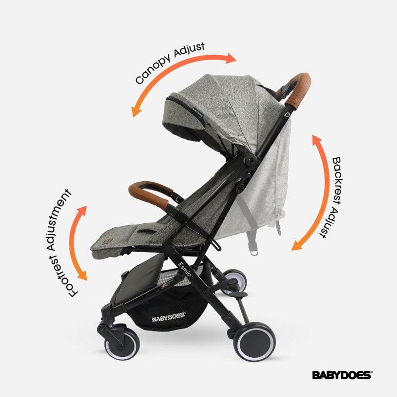 Babydoes - Esmio Travel Lite Baby Stroller & Storage Bag Set - Grey