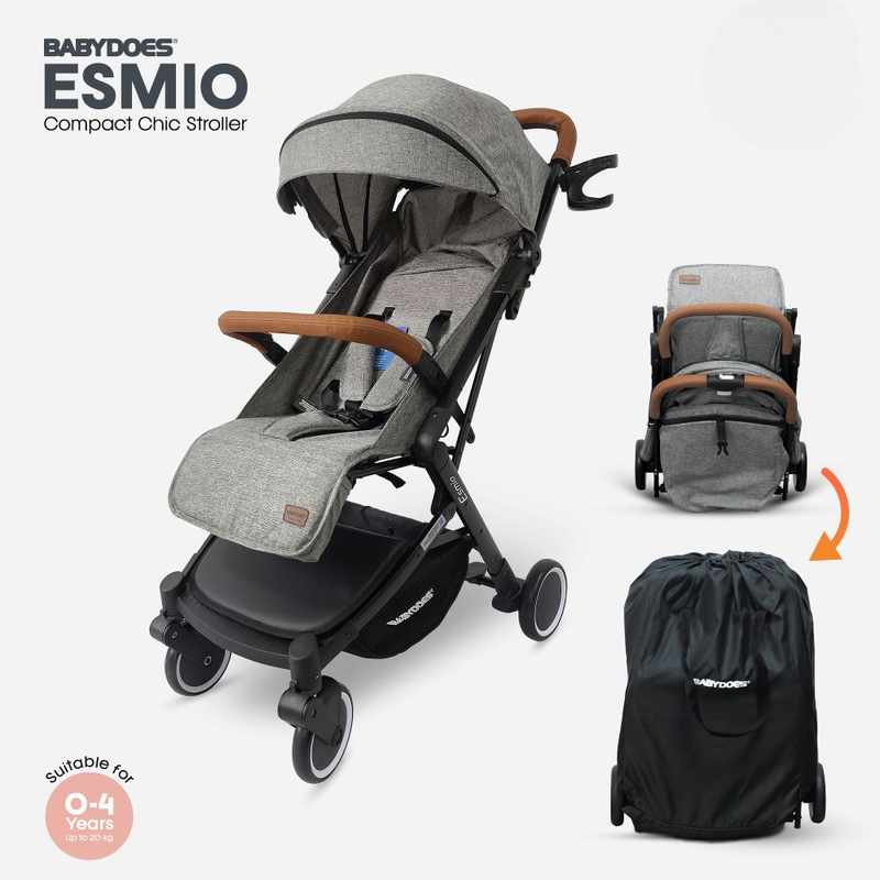 Babydoes - Esmio Travel Lite Baby Stroller & Storage Bag Set - Grey