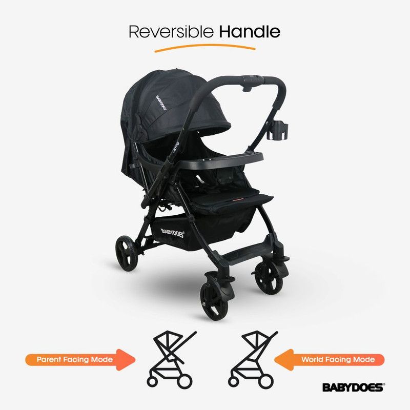 Babydoes - Elloz + Baby Stroller Reversible Handle - Black