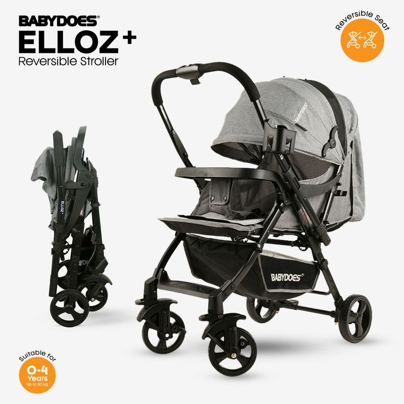 Babydoes - Elloz + Baby Stroller Reversible Handle - Grey