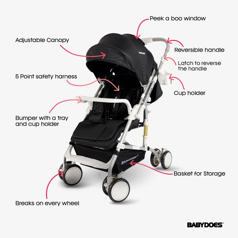 Babydoes - Olla R Baby Stroller Reversible Handle - Black