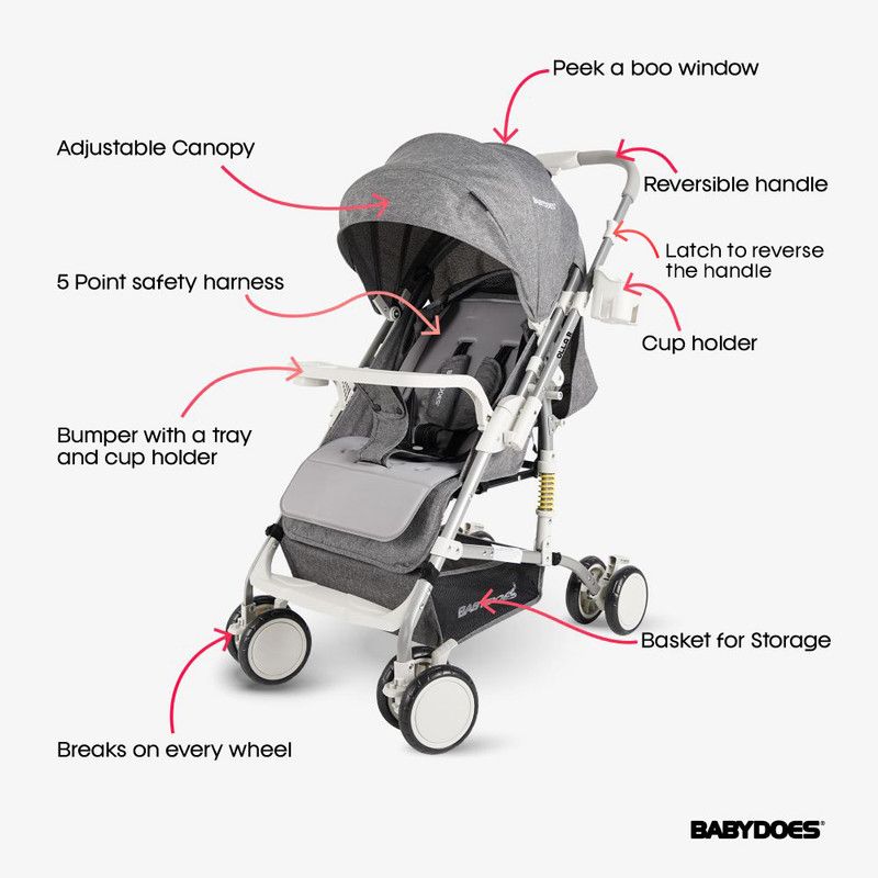 Babydoes - Olla R Baby Stroller Reversible Handle - Grey