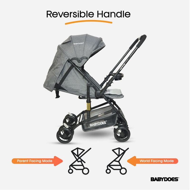 Babydoes - Olla R + Baby Stroller Reversible Handle - Grey