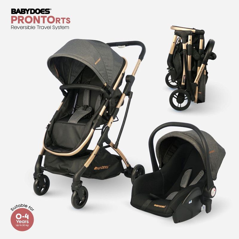 Babydoes - Pronto Rts Reversible Travel System - Dark Grey