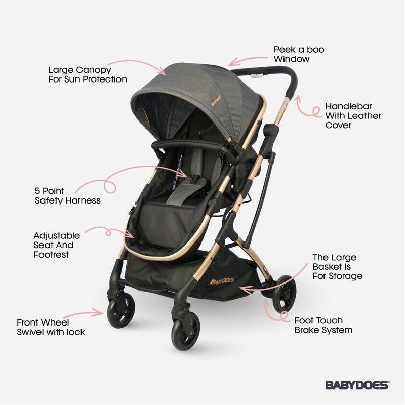 Babydoes - Pronto Rts Reversible Travel System - Dark Grey