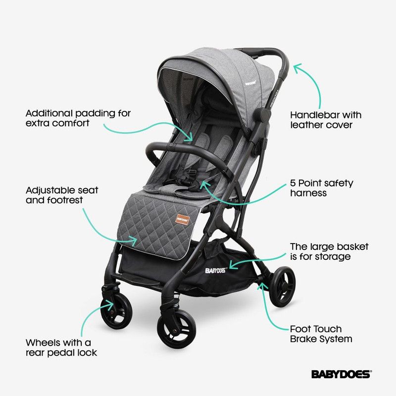 Babydoes - Pronto + Baby Stroller - Mid Grey