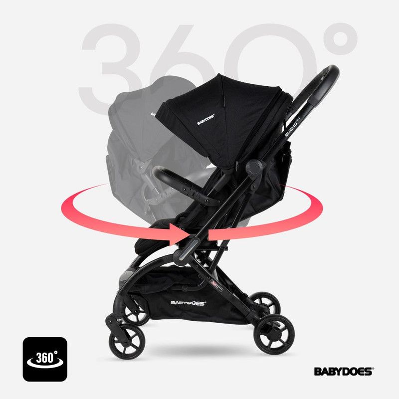 Babydoes - Bueno 360 Baby Stroller With Traveling Bag - Black