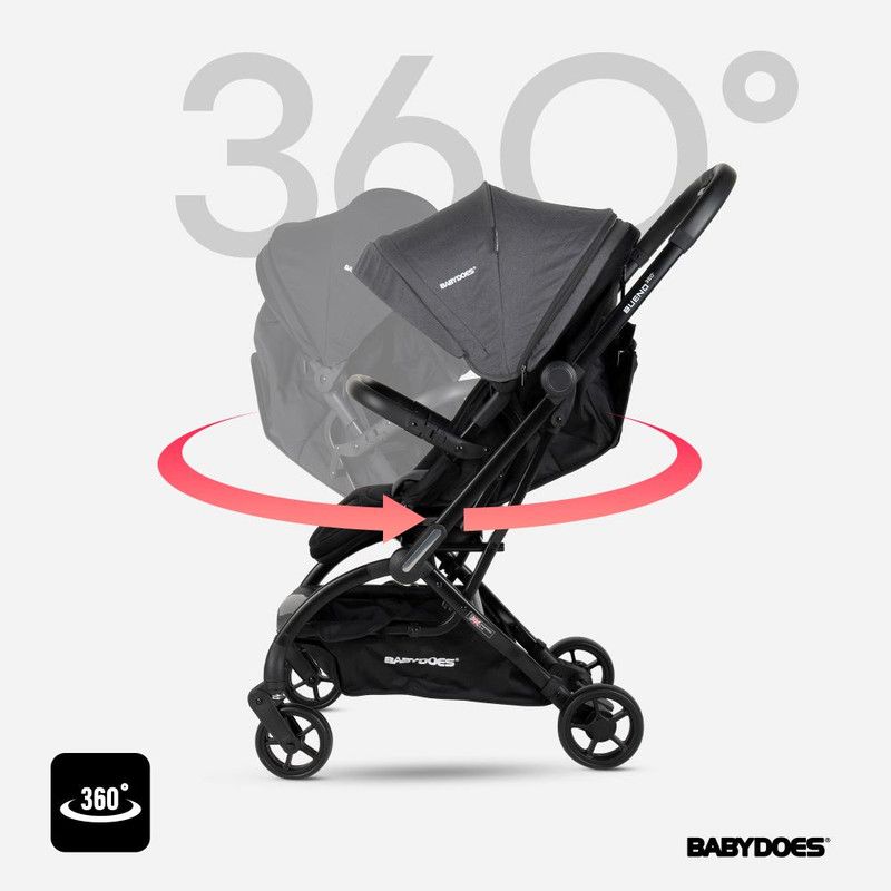 Babydoes - Bueno 360 Baby Stroller With Traveling Bag - Grey