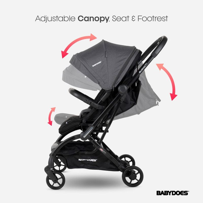 Babydoes - Bueno 360 Baby Stroller With Traveling Bag - Grey