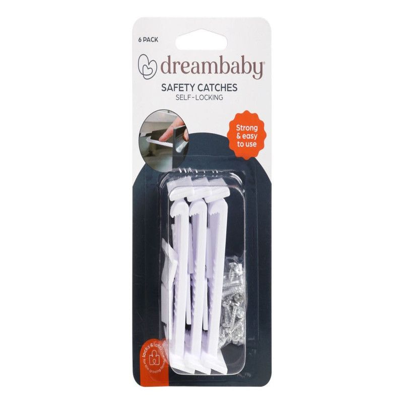 Dreambaby - Safety Catches Self-Locking Kit - White - 6 Pcs