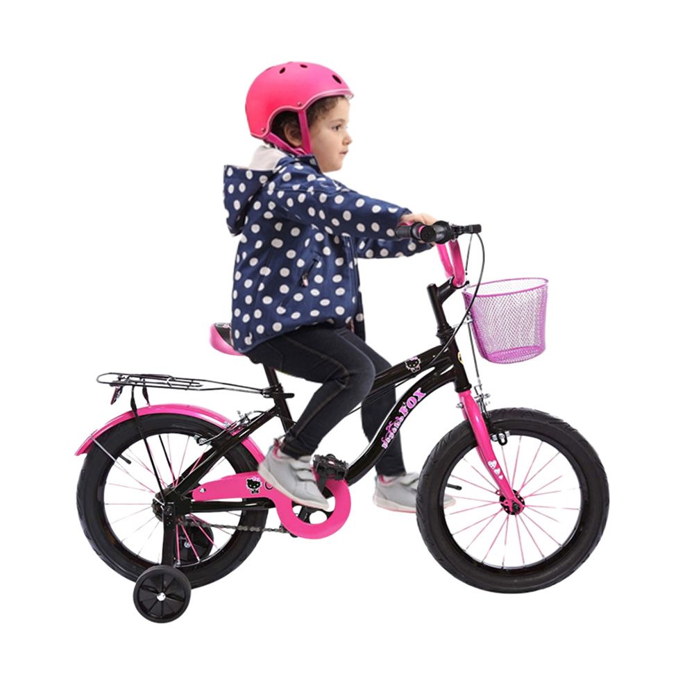 Megastar - Fox 12-Caty Bike With Training Wheels - Black/Pink - 12-inch