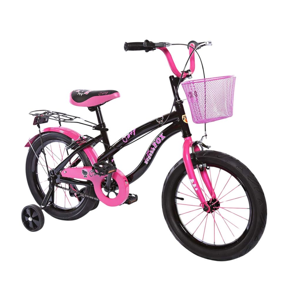 Megastar - Fox 12-Caty Bike With Training Wheels - Black/Pink - 16-inch