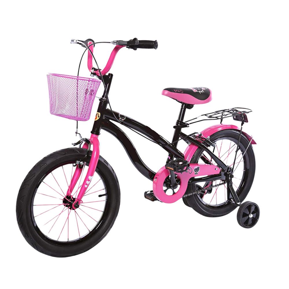 Megastar - Fox 12-Caty Bike With Training Wheels - Black/Pink - 16-inch