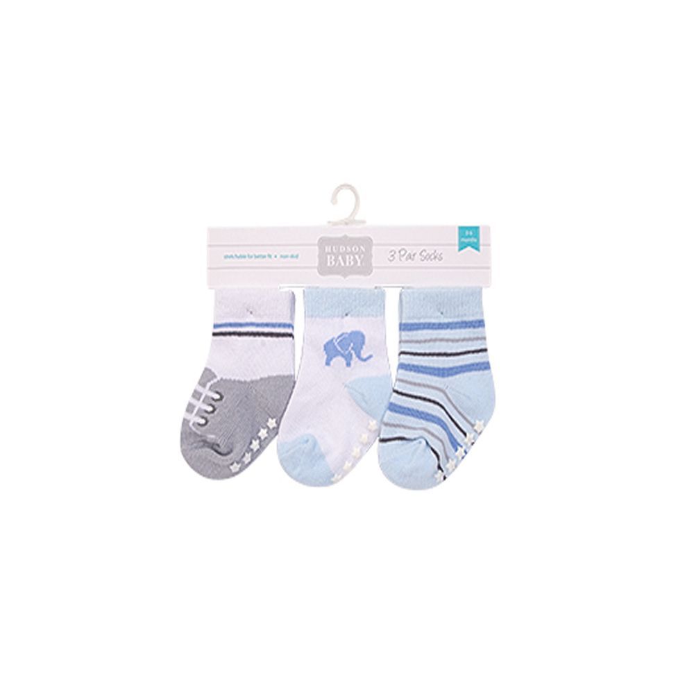 Hudson Childrenswear - 3pc-Set - Baby Blue Non Skid Gripper Socks