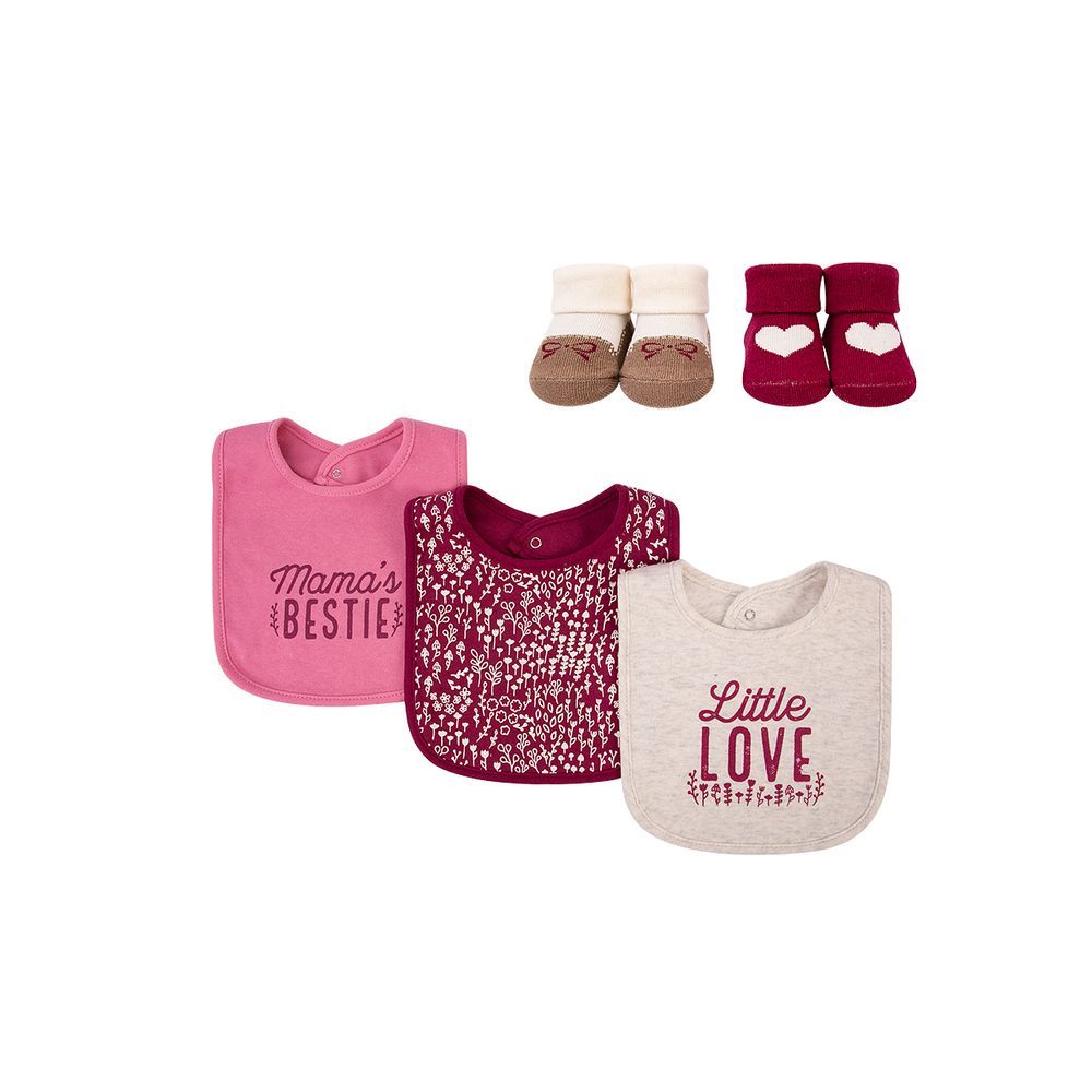 Hudson Childrenswear - 5pc -Set - Drooler Bibs And Booties - Mama's Bestie