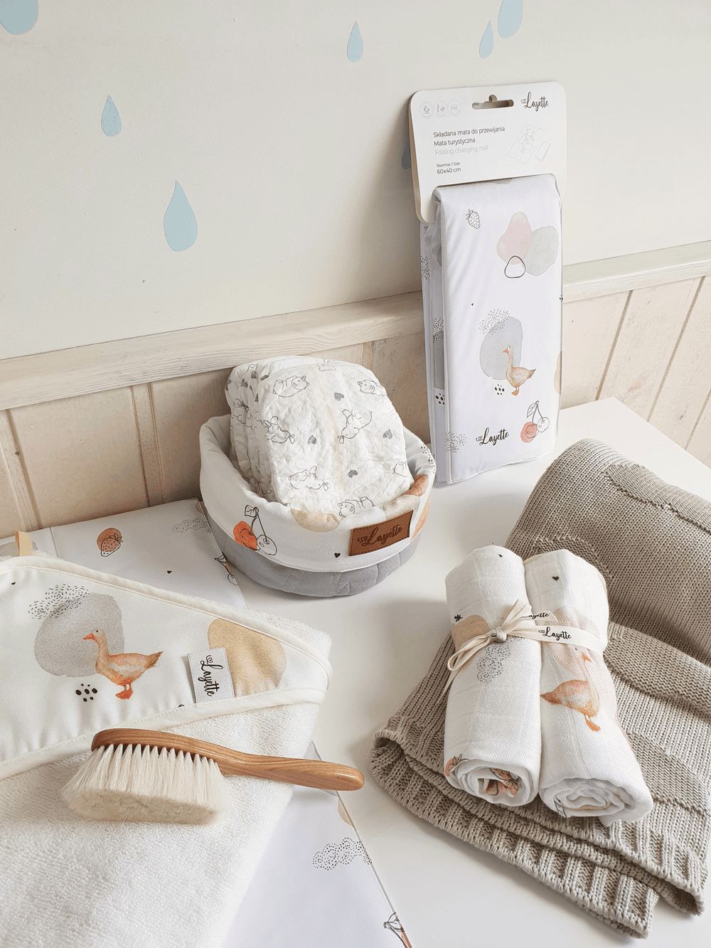 Layette - 2pc-Set - Luxury Bamboo Medium Swaddle - Goose