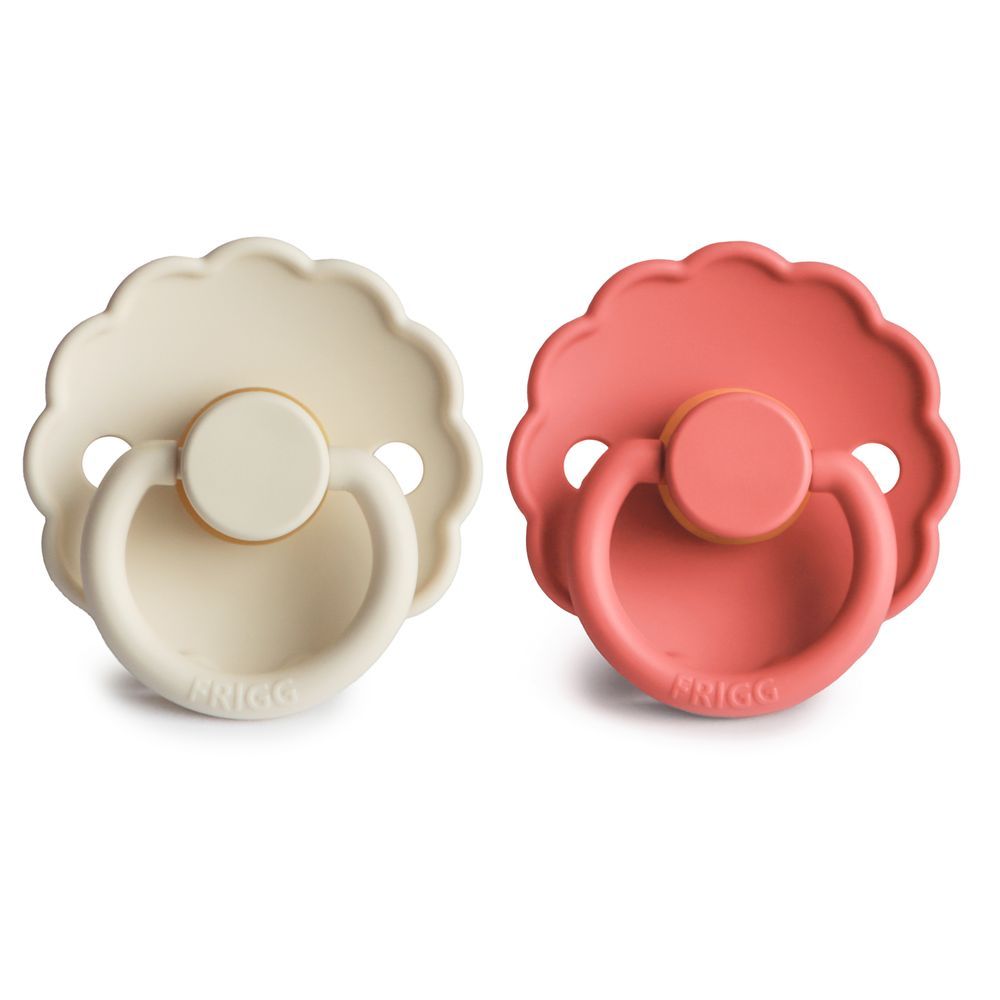 Frigg - Daisy Latex Baby Pacifier 0-6M - 2pcs - Size1 - Cream/Poppy