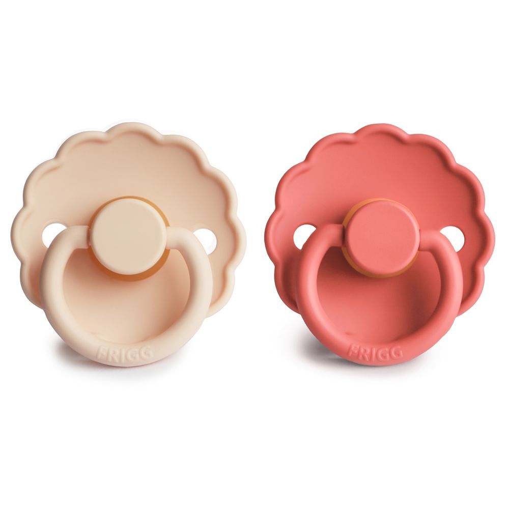 Frigg - Daisy Latex Baby Pacifier 6-18M - 2pcs - Size2 - Pink Cream/Poppy