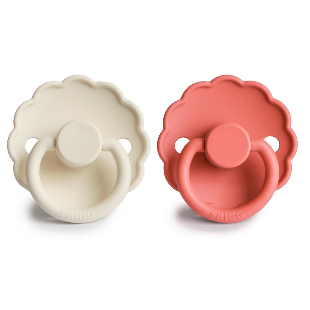 Frigg - Daisy Silicone Baby Pacifier 0-6M - 2pcs - Size1 - Cream/Poppy