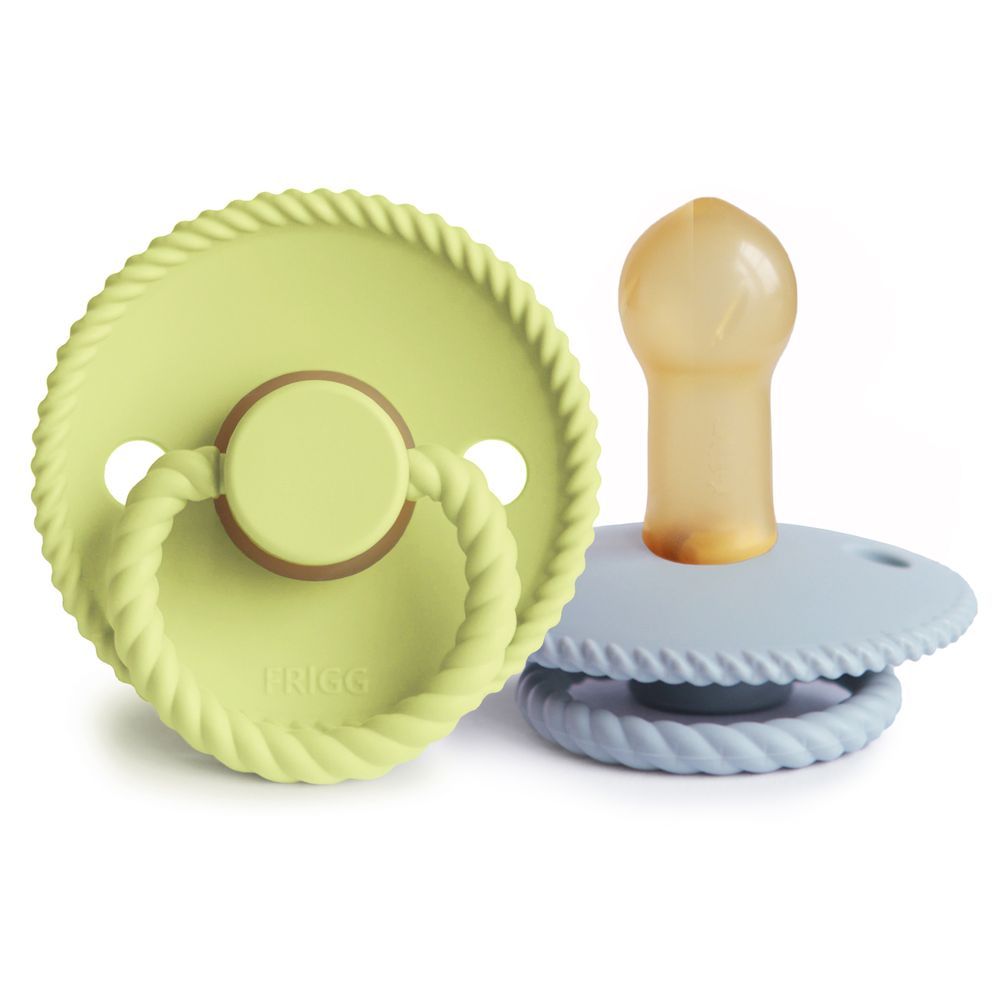 Frigg - Rope Baby Pacifier 6-18M - Size 2 - Green Tea/Powder Blue - 2 Pcs