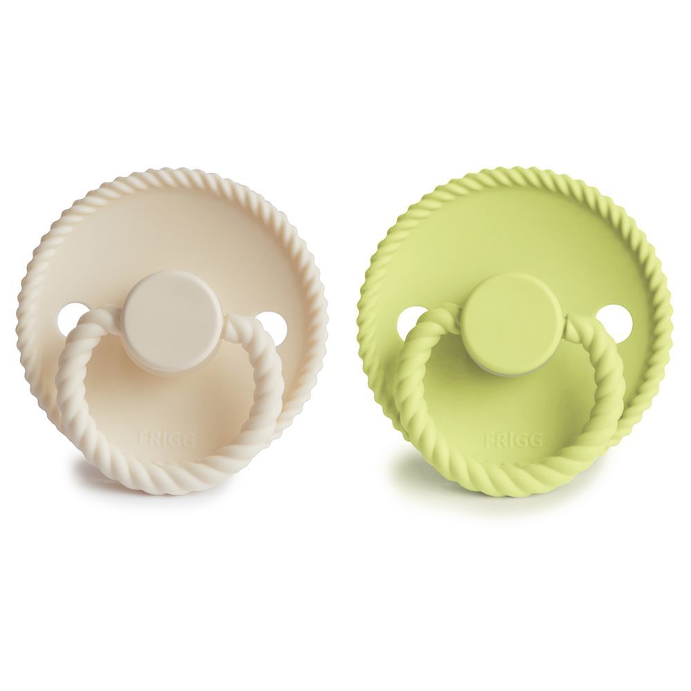 Frigg - Rope Silicone Baby Pacifier 0-6M - 2pcs - Size1 - Cream/Green Tea