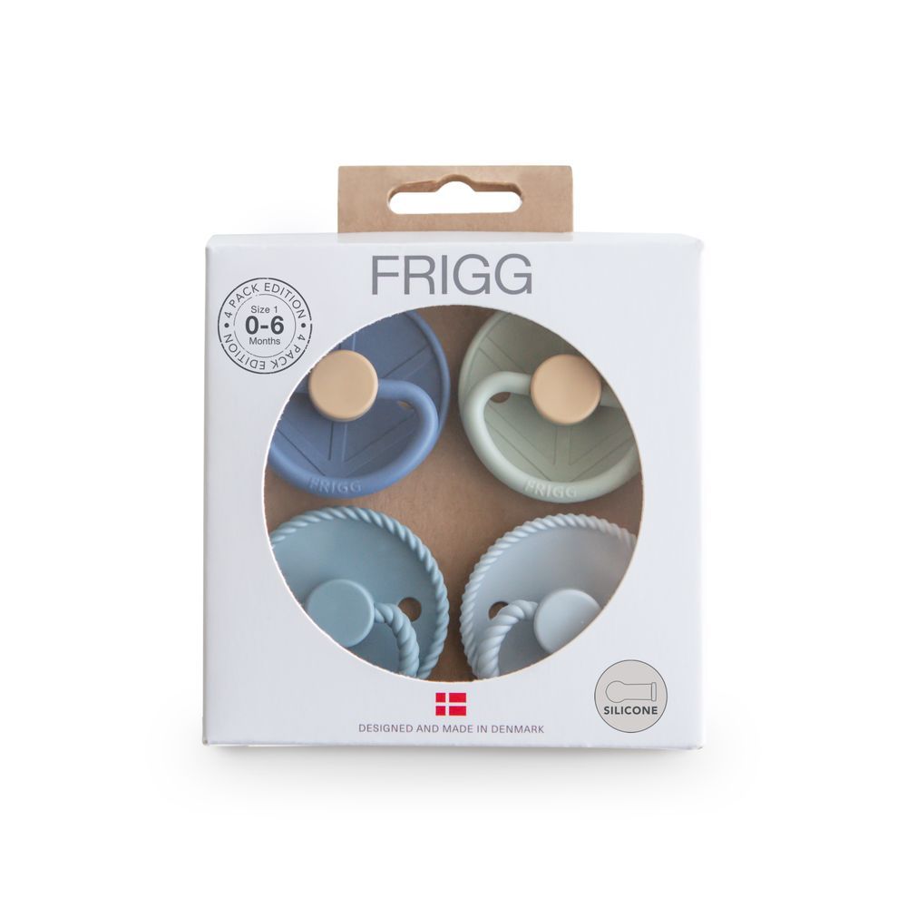 Frigg - Round Silicone Baby Pacifier - 0-6M - S1 - Skyline Serenity - 4 Pcs