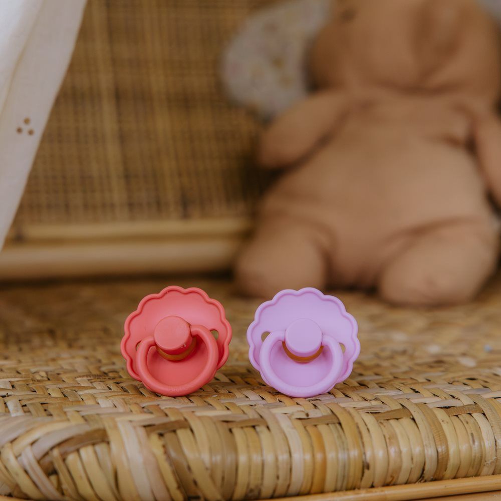 Frigg - Round Silicone Baby Pacifier - 0-6M - S1 - Rosy Romance - 4 Pcs