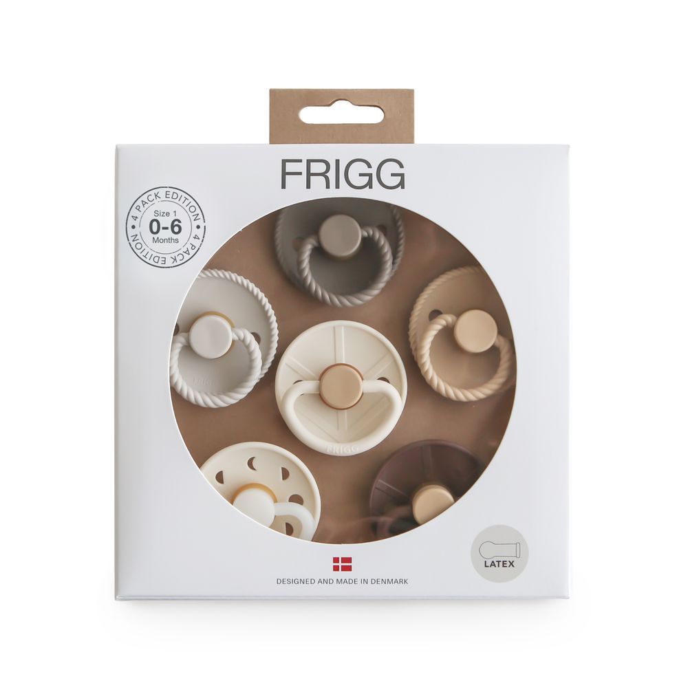 Frigg - Round Latex Baby Pacifier - 0-6M - S1 - Earthy Wonder - 6 Pcs