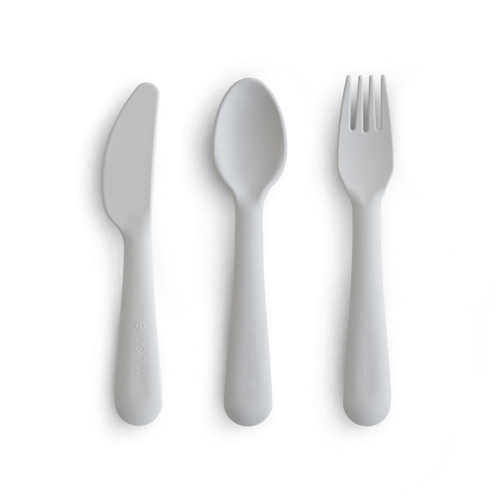 Mushie - Dinnerware Cutlery Set - Cloud - Grey - 3 Pcs