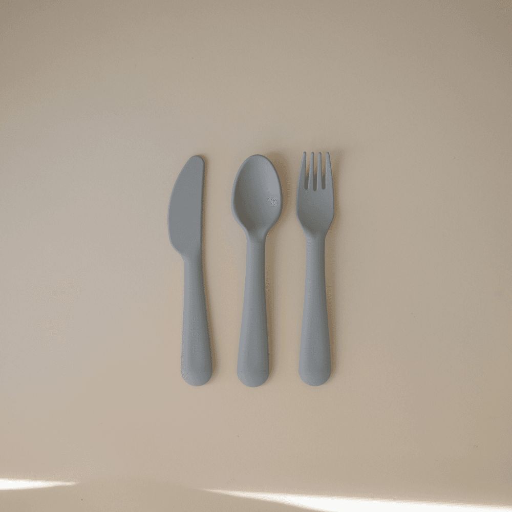 Mushie - Dinnerware Cutlery Set - Cloud - Grey - 3 Pcs