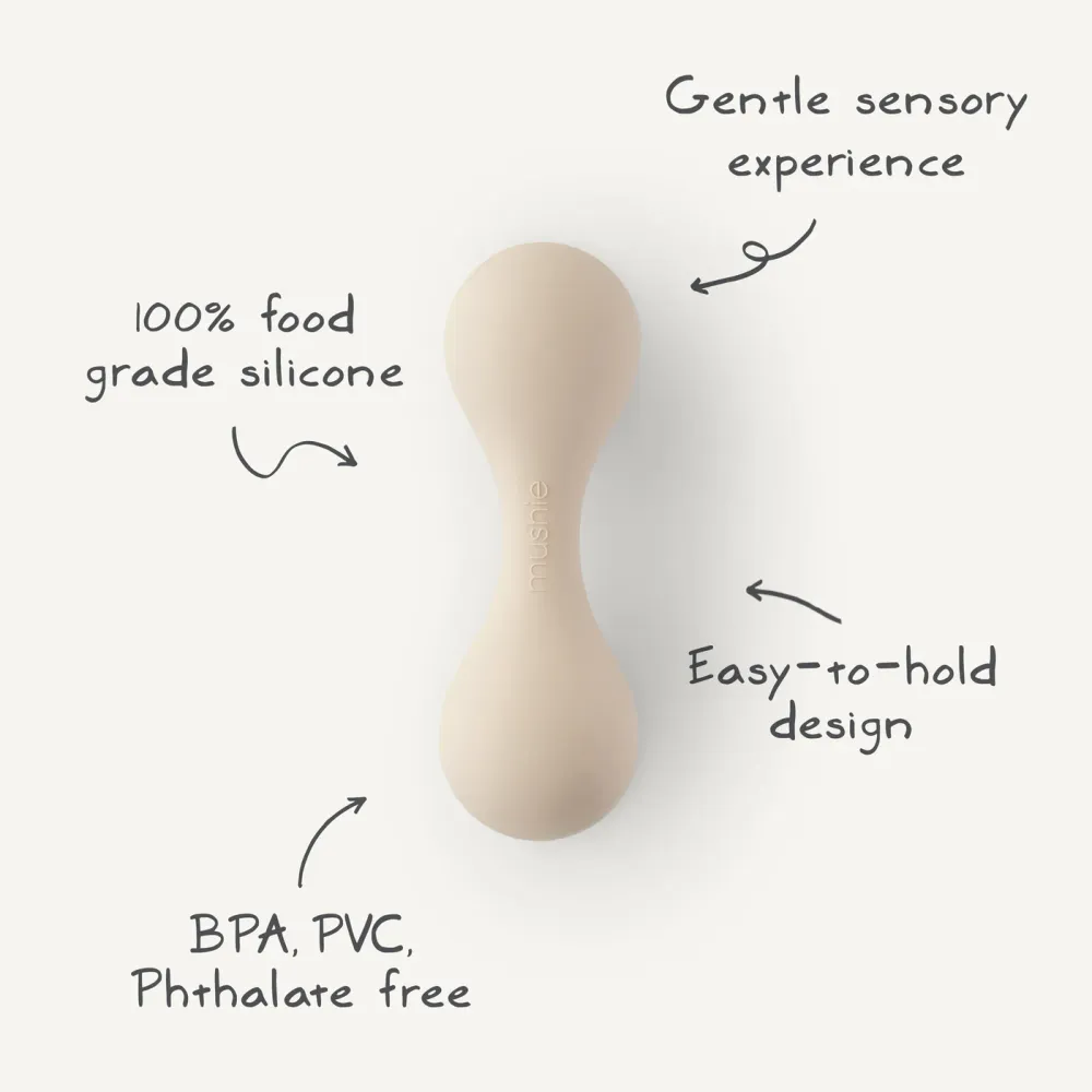 Mushie - Silicone Baby Rattle Toy - Natural