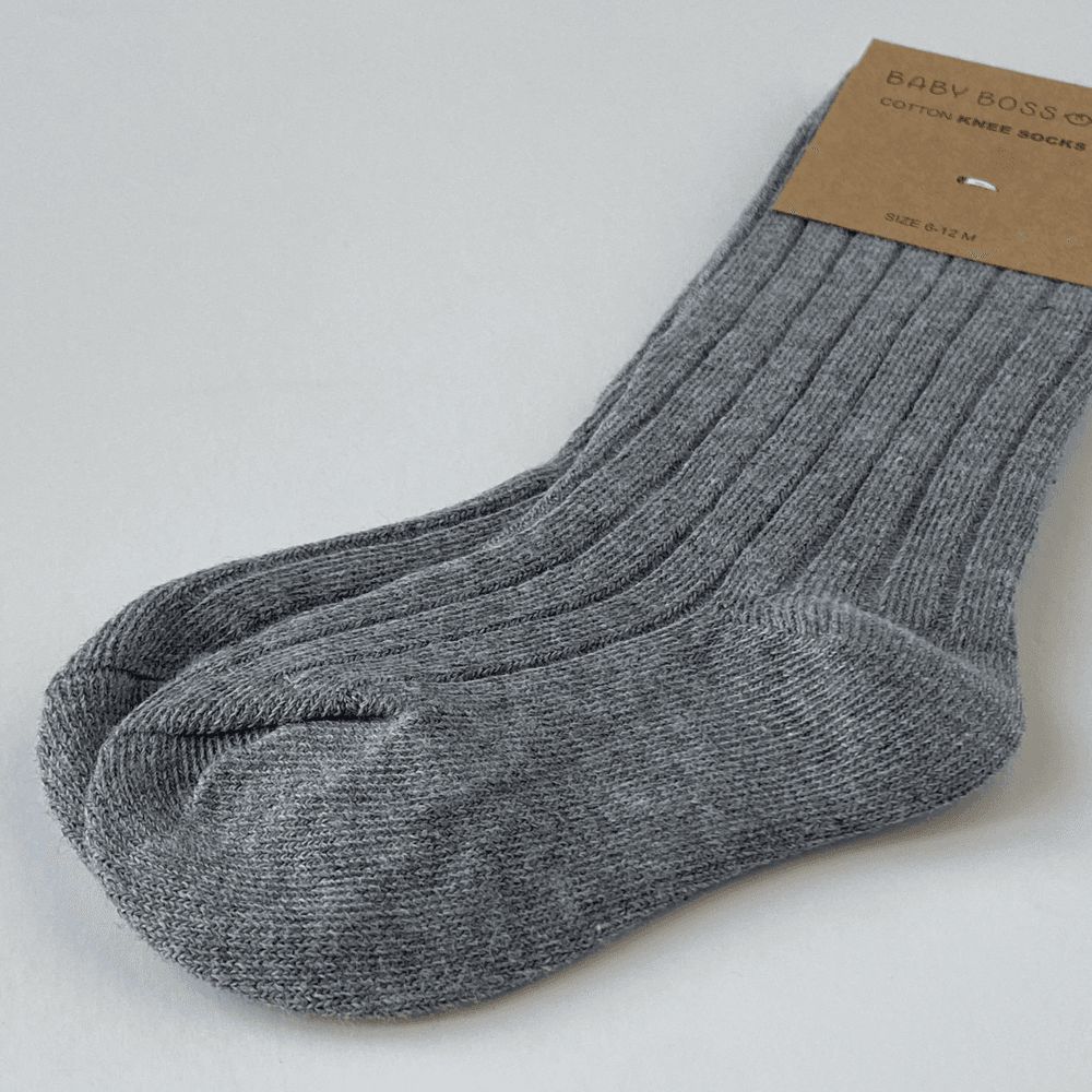 Baby Boss - Cotton Knee Socks - Dark Grey