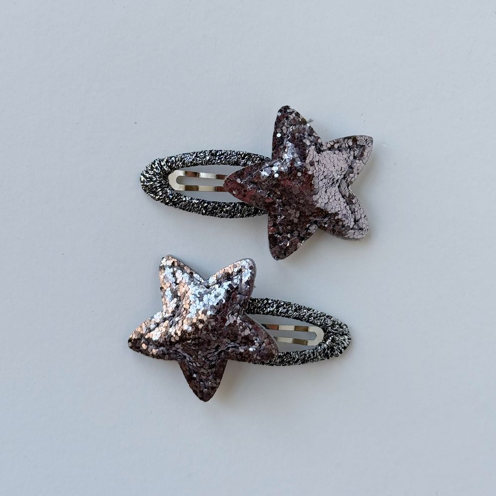 Baby Boss - Girl's Star Shaped Hair Clip Set - Silver - 2 Pcs