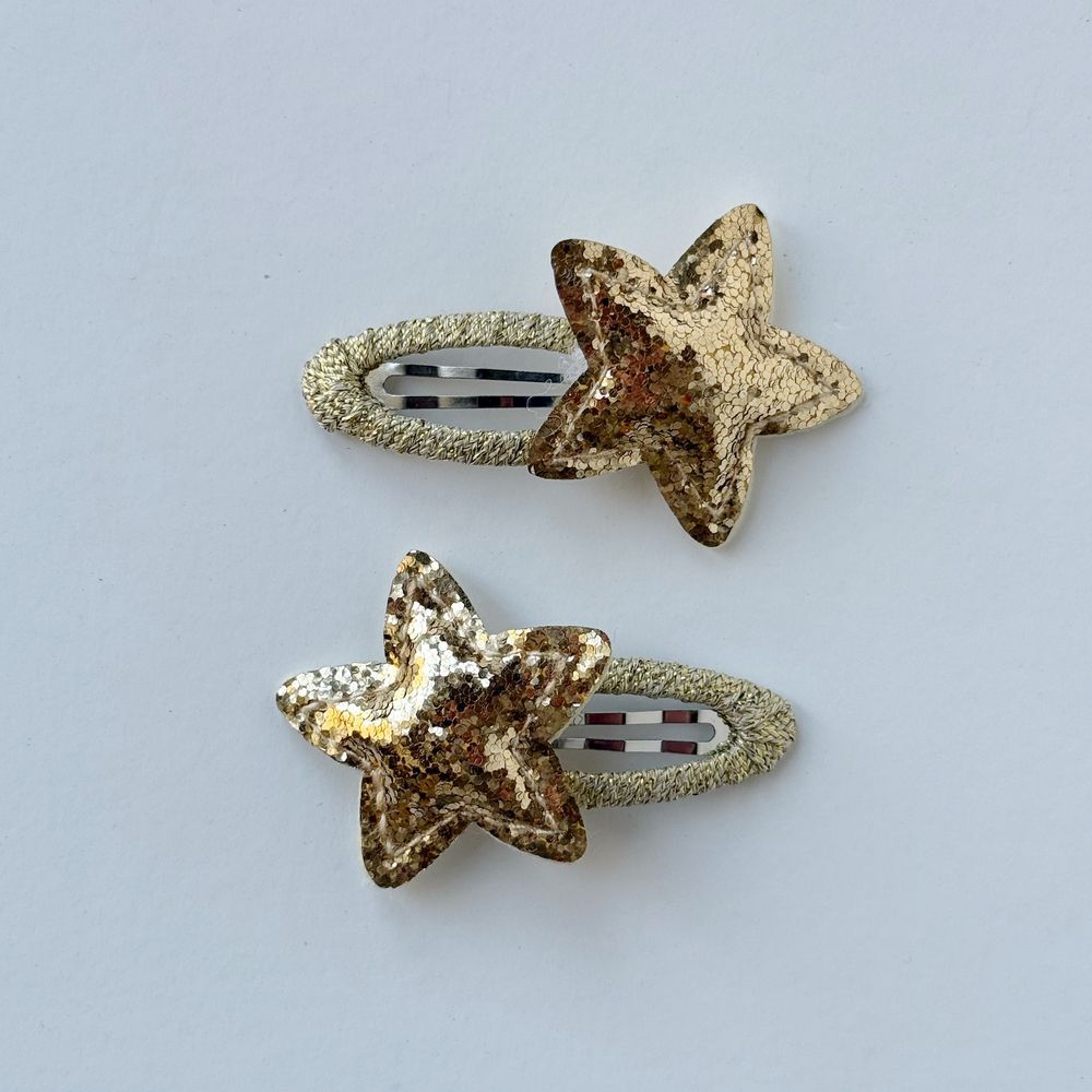 Baby Boss - Girl's Star Shaped Hair Clip Set - Gold - 2 Pcs