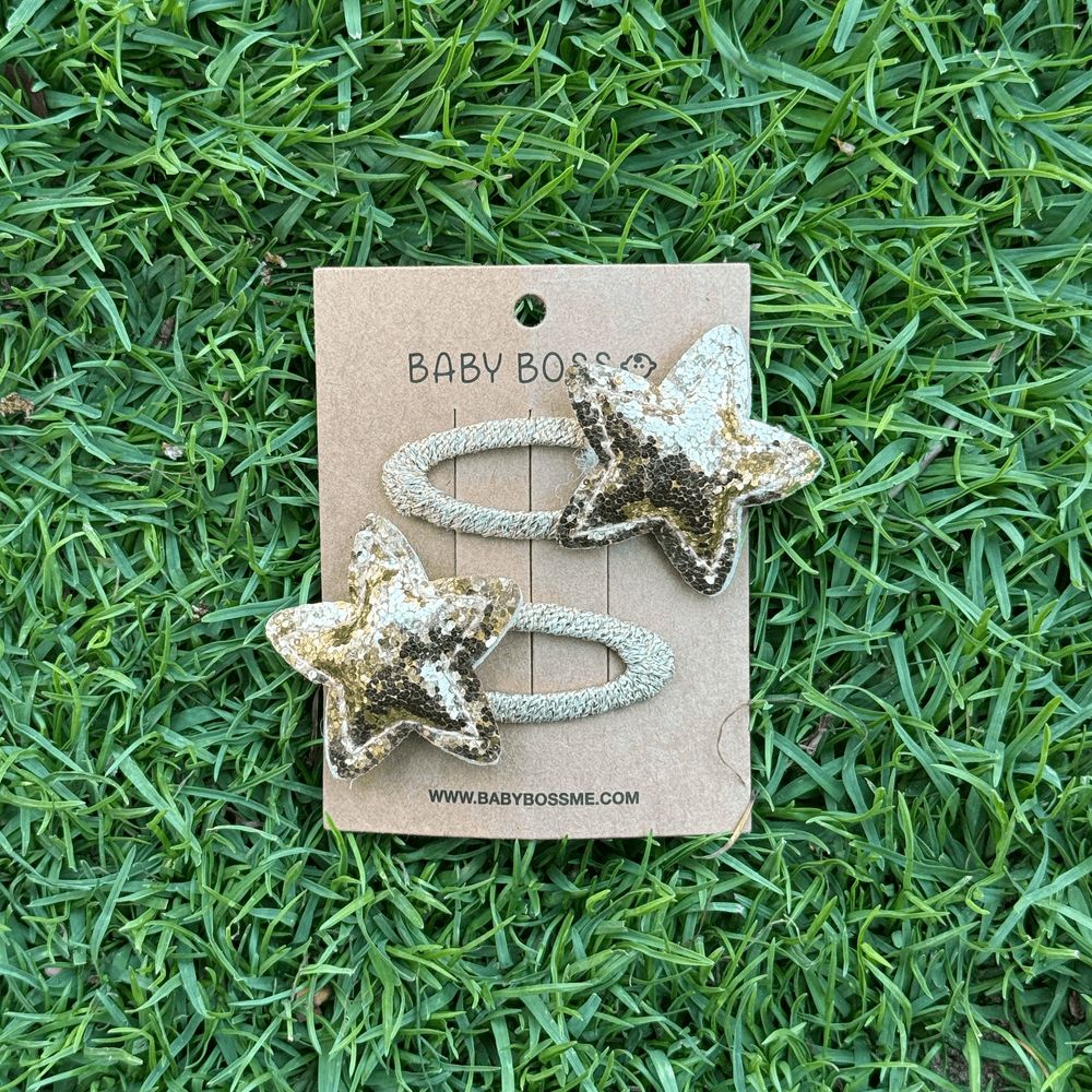 Baby Boss - Girl's Star Shaped Hair Clip Set - Gold - 2 Pcs