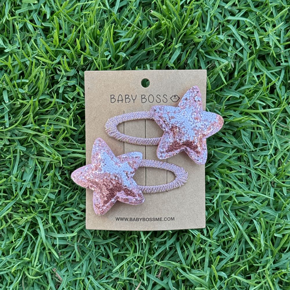 Baby Boss - Girl's Star Shaped Hair Clip Set - Pink - 2 Pcs