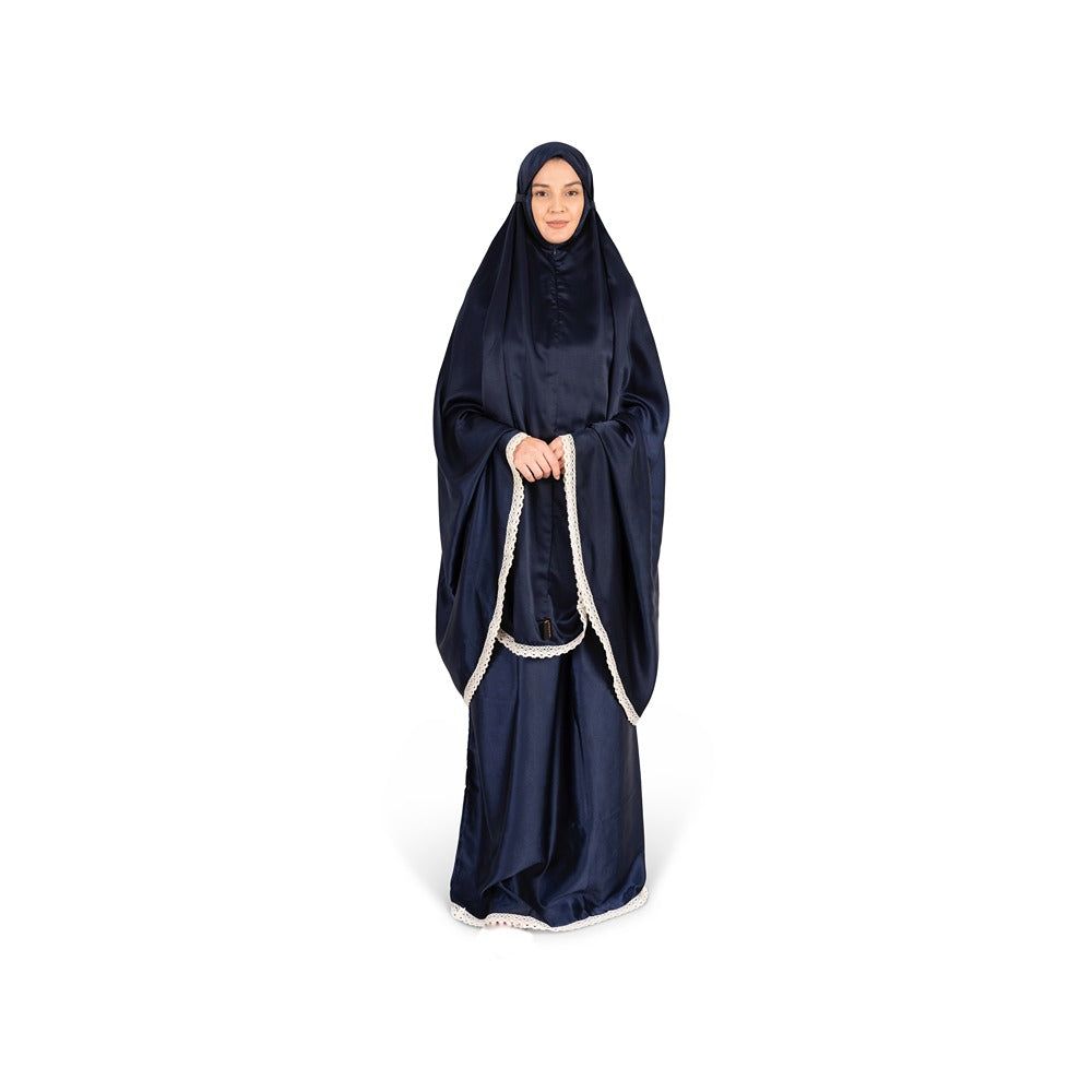 Hilalful - Silky 2 Piece Prayer Set - Navy Blue