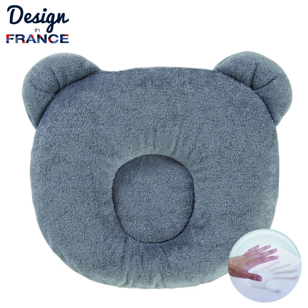 Candide - P'tit Panda Memory Foam Baby Pillow - Dark Grey