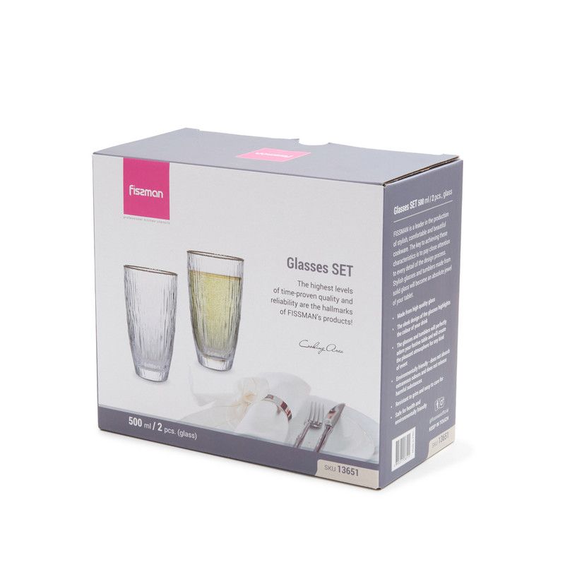 Fissman - Clear Glasses - 500ml - 2 Pcs