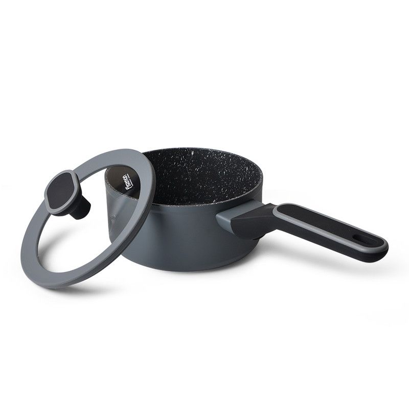 Fissman - Laura Series Aluminum Non Stick Saucepan With Glass Lid - Black - 1.4L