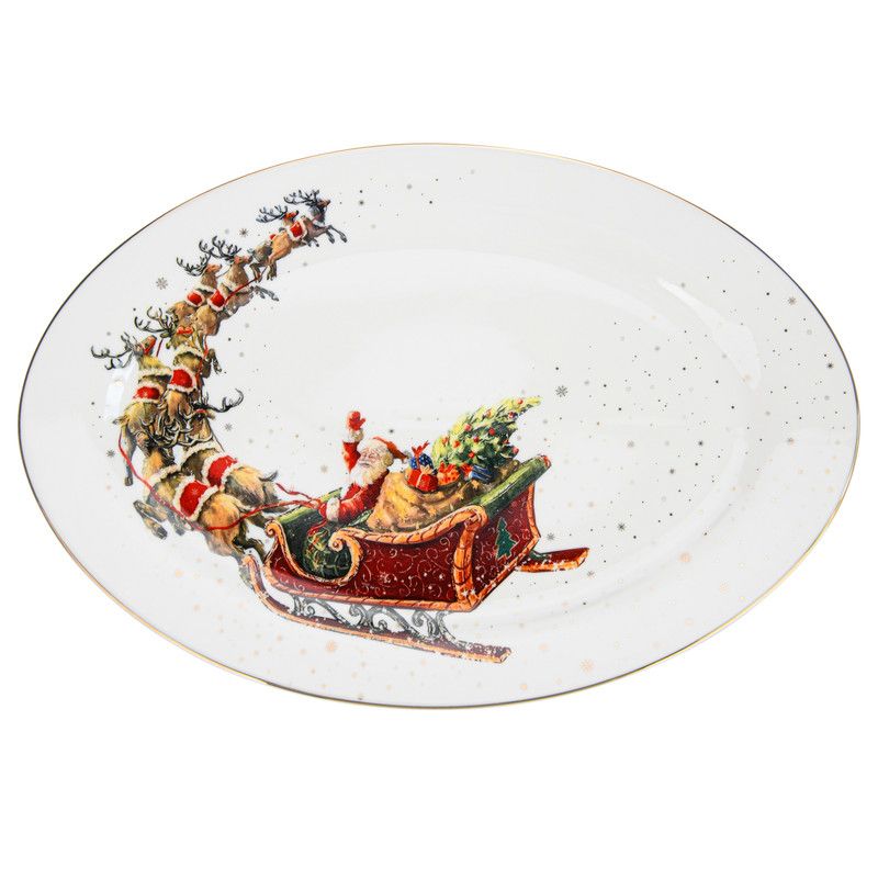 Fissman - Christmas Collection Oval Bone China Plate - 35 cm