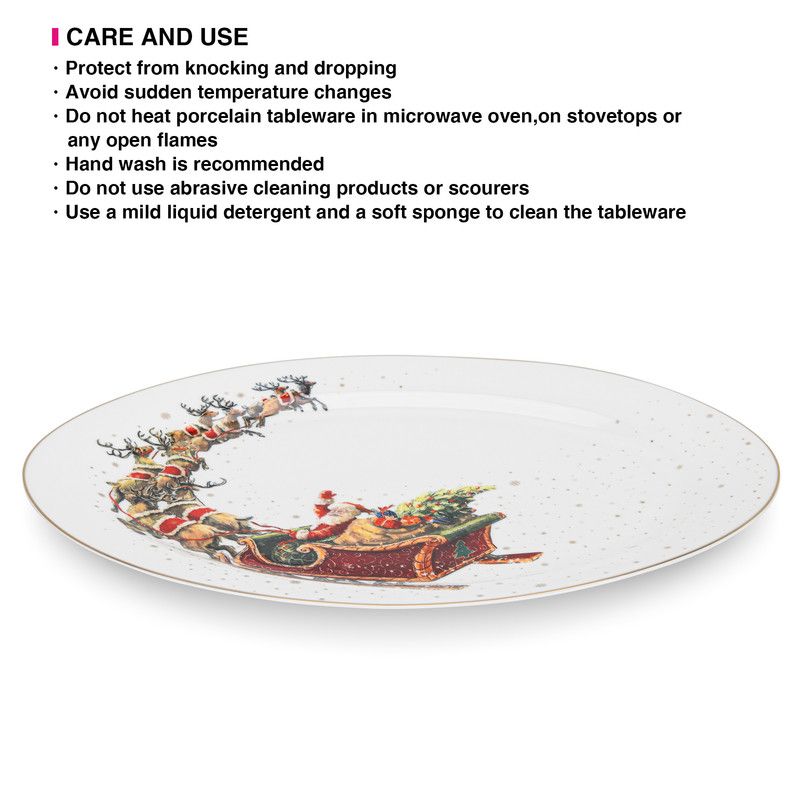 Fissman - Christmas Collection Oval Bone China Plate - 35 cm