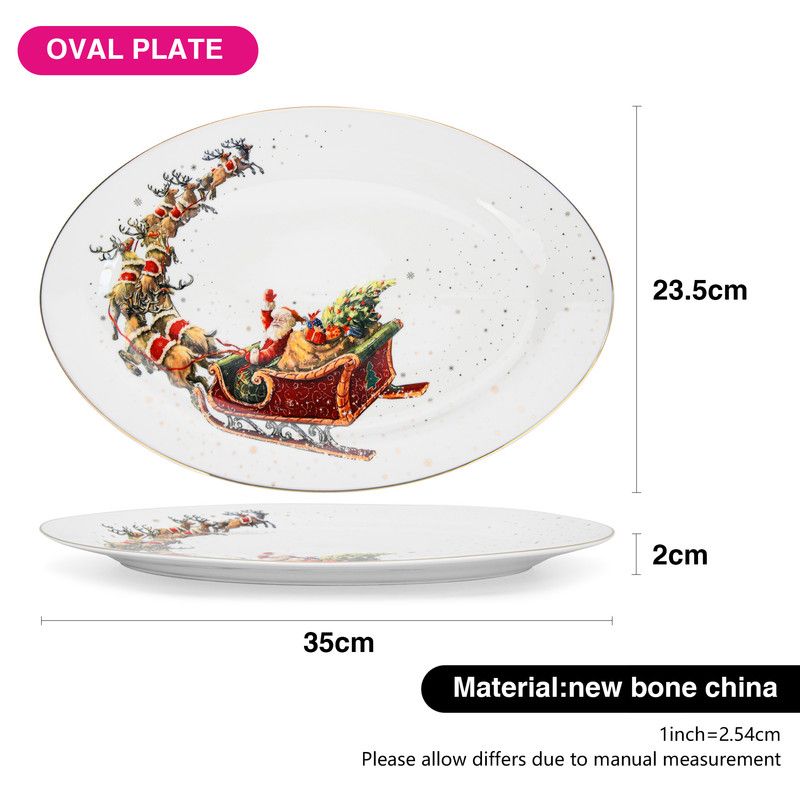 Fissman - Christmas Collection Oval Bone China Plate - 35 cm