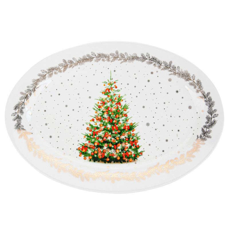 Fissman - Christmas Collection Oval Bone China Plate - 30 cm