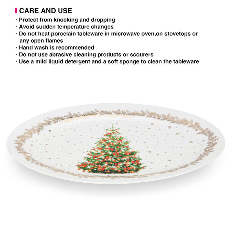 Fissman - Christmas Collection Oval Bone China Plate - 30 cm