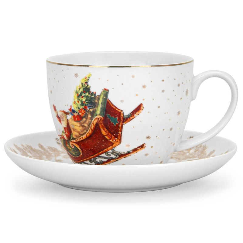 Fissman - Christmas Collection Cup & Saucer Set - 400 ml - 2 Pcs