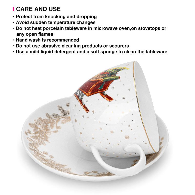 Fissman - Christmas Collection Cup & Saucer Set - 400 ml - 2 Pcs